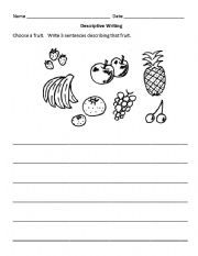 English Worksheet: Descriptive Writing Fruits