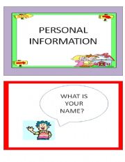 English Worksheet: flashcards personal information