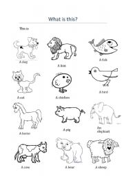 learn and colour your favourite animals - ESL worksheet by aleseguram