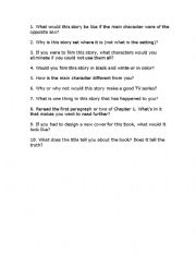 English Worksheet: Novel Questions