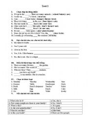 English Worksheet: Test 1