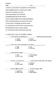 English worksheet: ADVERB OF FREQUENCY