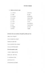 English worksheet: classroom commands