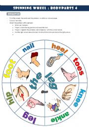 English Worksheet: spinning wheel bodyparts 4 THE LEG