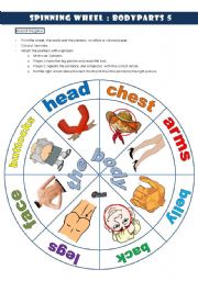 English Worksheet: spinning wheel bodyparts 5 THE BODY