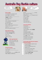 English Worksheet: Australia day Barbie culture