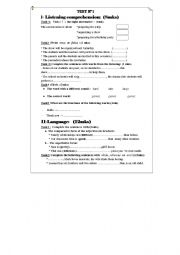 English Worksheet: test for 9th level (tunisian plps)