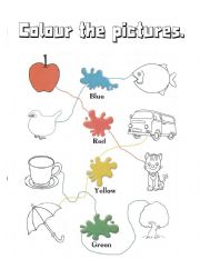 English Worksheet: colours - kindergarten