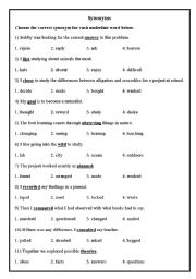 English Worksheet: Synonyms & Antonyms