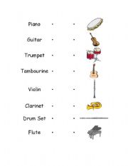 English Worksheet: Instruments Matching