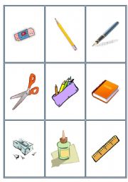 English Worksheet: Bingo game with school items