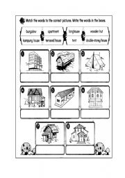 English Worksheet: types of houses