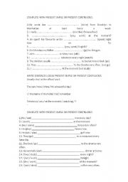 English Worksheet: Exercises Present Simple and Present Continuous