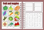 English Worksheet: fruit and veggies
