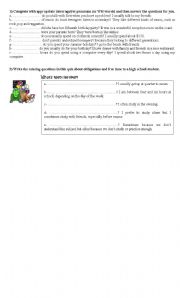 English Worksheet: Teen life