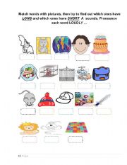 English worksheet: Vowel A