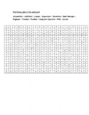 English worksheet: Word Grid Jobs