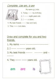 English Worksheet: am,is