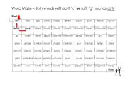 English Worksheet: Soft C and G  Word Maze and answer key