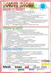 English Worksheet: Colour Idioms