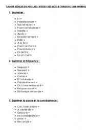 English Worksheet: link words