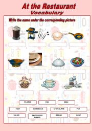 English Worksheet: At the Restaurant - vocabulary 2