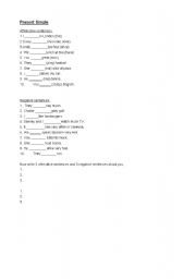 English worksheet: Present simple afirmative & negative