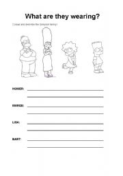 English Worksheet: What are they wearing?