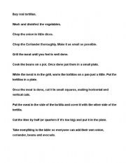 English Worksheet: How to Make Taco