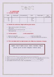 English Worksheet: test ( language & writing )