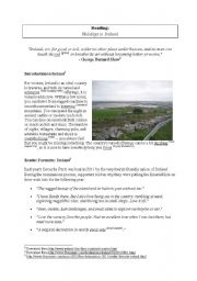 English Worksheet: Holidays in Ireland (reading + vocabulary list + questions)