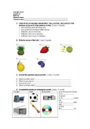 English worksheet: Test for beginners