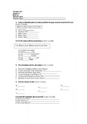 English worksheet: Test for beginners 1
