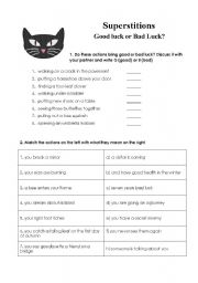 English Worksheet: Superstitions