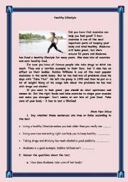 English Worksheet: healthy lifestyle