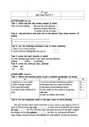 English Worksheet: listening and language test