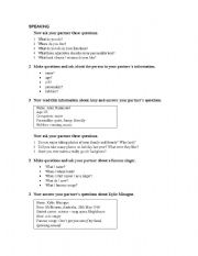 English Worksheet: Speaking test