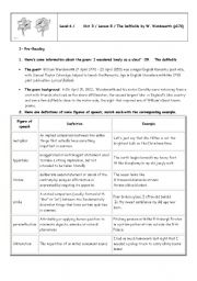 English Worksheet:  Daffodils by Wordsworth