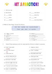 English Worksheet: A/an/ some/ partitives