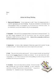 English Worksheet: Essay Writing Tips