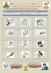 English Worksheet: everyday activities and time