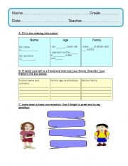 Introduction / First Class (editable worksheet)