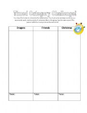 English Worksheet: Timed Category Challenge!!