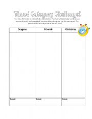 English worksheet: Timed Category Challenge!!