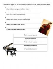 English worksheet: Music Instruments 