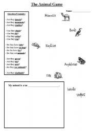 English Worksheet: Animal Game