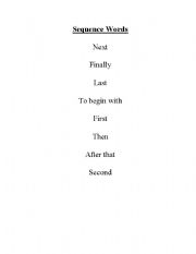 English Worksheet: Sequence Words