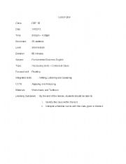 English Worksheet: lesson plan