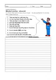 English Worksheet: How to take care of a dog