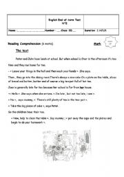 English Worksheet: end of  term test 2 8 th form